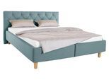 Polsterbett HOME AFFAIRE "Sunley 100", grün (mint), B:203cm L:210cm, Struktur (100% Polyester);Strukturstoff (100% Polyester), Betten, Polsterbett, Kreuzsteppung, Kopfteilhöhe 102 cm, ohne oder mit Matratze/Lattenrost