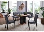 Eckbankgruppe MASSIVLINE & MORE "Martina", blau (spanplatte, massivholz, metall, mercury 121 blaugrau, blau, grau, schwarz), T:65cm, Holzwerkstoff, Massivholz, Polyester, Sitzmöbel-Sets, Eckbankgruppe, frei im Raum stellbar