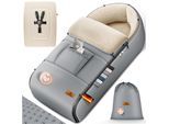 KIDIZ® Babyfußsack Baby Fußsack Winterfußsack Babyschale mit Reißverschluss Kuschelsack Babydecke Kinderwagen waschbar verschließbarer Kopfteil, Tasche, passend für alle Kinderwagen