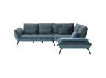 Moderano Ecksofa , Blau , Textil , Ottomane rechts, L-Form , 310x250 cm , Typenauswahl, Fußauswahl, Lederauswahl, Stoffauswahl, Armteilvarianten, Sitzqualitäten, seitenverkehrt erhältlich, Hocker erhältlich, Rücken echt , Wohnzimmer, Sofas & Couches, Wohnlandschaften, Ecksofas
