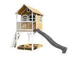 Ambia Garden Spielhaus Sarah , Braun, Grau, Weiß , Holz, Kunststoff , 370x291x191 cm , Fsc, EN 71 , Freizeit & Co, Gartenspielzeug, Spieltürme