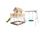 Ambia Garden Spielturm , Braun, Grün, Weiß , Holz , Hemlocktanne , 613x291x277 cm , EN 71, CE, FSC 100% , Freizeit & Co, Gartenspielzeug, Spieltürme
