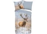 Wendebettwäsche , Multicolor , Textil , Hirsch , 135x200 cm , atmungsaktiv, angenehm wärmend , Heimtextilien, Bettwäsche & Leintücher, Bettwäsche, Wendebettwäsche