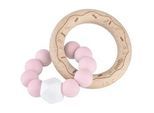 Jimmylee BEIßRING , Rosa, Weiß, Kernbuche , Holz, Kunststoff, Textil , Buche , massiv , 7x3x9 cm , BPA-frei, Fsc, Reach, EN 71 , Pflegen, Schnuller & Beißringe