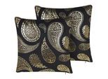 Beliani Dekokissen 2er-Set Gold 45/45 cm Ursinia , Goldfarben , Textil , 45x45 cm , Wohntextilien, Kissen, Dekokissen