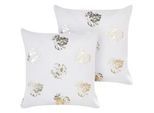 Beliani Dekokissen 2er-Set Weiß 45/45 cm Goldenrod , Textil , 45x45 cm , Heimtextilien, Wohntextilien, Kissen, Zierkissen