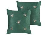 Beliani Dekokissen 2er-Set Smaragdgrün 45/45 cm Talinum , Textil , 45x45 cm , Heimtextilien, Wohntextilien, Kissen, Zierkissen