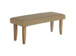 Womo-Design Sitzbank Palma 120x48x40 cm gepolstert mit Stoffbezug Weiß-Gold Holzbeine , Goldfarben , 40x48x120 cm , Esszimmer, Bänke, Sitzbänke
