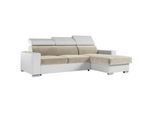 MKS Ecksofa Fox-L Beige/Weiß , Beige, Weiß , Textil , L-Form,L-Form , 242x168 cm , Oeko-Tex® , Wohnzimmer, Sofas & Couches, Wohnlandschaften, Ecksofas