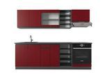 Vicco Küchenzeile R-Line Rot/Anthrazit 240 cm J-Shape , Rotbraun, Anthrazit , Holzwerkstoff , Küchenblock,Rechteckig , 240x81.6x46 cm , Küchen, Küchenzeilen & Küchenblöcke, Küchenzeilen ohne Geräte