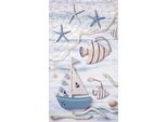 Strandtuch GOOD MORNING "Maritim", blau, B:100cm L:180cm, Velours, Velours, Handtücher, Mikrofaser, Velours, Strandtuch, saugfähig, leicht, 100x180