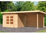 Gartenhaus KARIBU "Ammersee 4", beige (naturbelassen), ohne Fußboden, Rückwand, ohne Dacheindeckung, Holzwerkstoff, Gartenhäuser, Gartenhaus