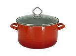 Fleischtopf , Rot , Metall , 5,5 l , backofengeeignet, kratzfest,mit Dampfablass , Kochgeschirr, Töpfe, Fleischtöpfe