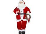 Homcom Weihnachtsmann, Weihnachts-Dekoration, mit Geschenk & Weihnachtskranz, Rot , Textil , 25x120x50 cm , Dekoration, Weihnachtsdekoration