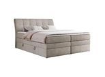 MKS Boxspringbett Gold-10 King 180/200 Beige Struktur - H3 , Textil , H3 , Rechteckig , 180x200 cm , Schlafzimmer, Betten, Boxspringbetten