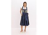 bonprix Dirndl und Schürze (2-tlg.Set), blau, Gr.44, Modern und feminin: Dirndl mit einer Boucleé-Mieder und Schürze aus glänzendem Satin