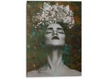 Wandbild REINDERS "Aluminium Wandbild Frau mit Blumenkranz Kräftig - Sensual", braun (farbe bild(er): braun), B:50cm H:70cm, Aluminium, Bilder, Wandbild