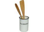 Dose AMBIENTE HAUS "Kochlöffeltopf aus Emaille in Antikweiß", weiß, B:8cm H:12cm T:8cm, Emaille, Aufbewahrungsboxen, Vorratsdose