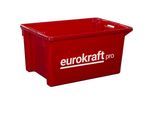 eurokraft pro Drehstapelbehälter aus lebensmittelechtem Polypropylen, Volumen 70 l, VE 2 Stk, Wände und Boden geschlossen, rot