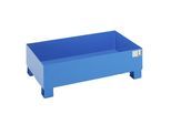 eurokraft basic Stahl-Auffangwanne für 200-l-Fässer, LxBxH 1200 x 800 x 360 mm, mit Zulassung, blau pulverbeschichtet, ohne Gitterrost