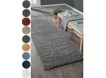 Hochflor-Läufer "My Shaggy", grau, B:80cm H:37mm L:250cm, Polypropylen (PP), MYFLAIR MÖBEL & ACCESSOIRES, Teppiche, Shaggy, Uni Farben, leicht glänzend, Microfaser, extra flauschig