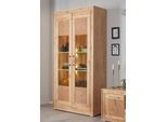 Vitrine VOGL MÖBELFABRIK, braun (eichefarben chalet, wildeiche massiv), B:107cm H:202cm T:40cm, Schränke, Vitrine, Höhe 202 cm