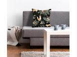 Dekokissen QUEENCE "Alice", braun (braun, bedruckt), B:40cm L:40cm, Polyester, Dekokissen_Sitzkissen_Kissenhüllen, Kissenhülle,Füchse,Tier,Tiermotiv,Blumen,Schwarz,Minimalistisch,Natur