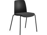 Stuhl Helmer, Sitz gepolstert, Lehne Kunststoff, VE 4 Stk, Sitz schwarz, Gestell schwarz kaiserkraft