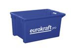 eurokraft pro Drehstapelbehälter aus lebensmittelechtem Polypropylen, Volumen 50 l, VE 3 Stk, Wände und Boden geschlossen, blau