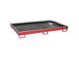 eurokraft pro Regal-Bodenwanne mit PE-Einsatz, 240 l Auffangvolumen, LxBxH 2165 x 1315 x 230 mm, rot