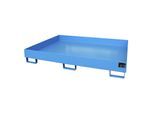 eurokraft pro Regal-Bodenwanne, 257 l Auffangvolumen, LxBxH 1750 x 1300 x 250 mm, ohne Gitterrost, blau lackiert
