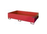 eurokraft pro Regal-Bodenwanne, 1000 l Auffangvolumen, LxBxH 2150 x 1300 x 505 mm, ohne Gitterrost, rot lackiert