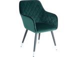 Stuhl KAYOOM "Amino 625, stilvoller Design-Stuhl,samtweicher Bezug aus Velvet-Stoff", grün (dunkelgrün, schwarz), B:58,8cm H:86cm T:61cm, Sitz: Stoff 100% Polyester / Gestell: Stahl / Beine: Buchenholz, Stühle, Stuhl, samtweicher Bezug, elegant, glamourös, elegante Optik