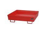 eurokraft pro Stahl-Auffangwanne mit Randprofilierung, LxBxH 1200 x 1200 x 335 mm, ohne Rost, rot RAL 3000