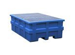 asecos PE-Auffangwanne für Tankcontainer IBC/KTC, Auffangvolumen 1000 l, für 1 Container, mit verzinktem Gitterrost