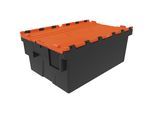 Mehrweg-Stapelbehälter, LxBxH 600 x 400 x 250 mm, schwarz/orange kaiserkraft