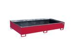 eurokraft pro Regal-Bodenwanne mit PE-Einsatz, 1000 l Auffangvolumen, LxBxH 2665 x 1315 x 440 mm, rot, ab 3 Stk