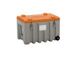 CEMO Universalbox aus Polyethylen, Inhalt 150 l, Trolley, grau / orange