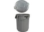Rubbermaid Universalcontainer BRUTE® mit Deckel rund, Volumen 75 l, grau