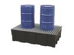 CEMO PE-Auffangwanne für 200-l-Fässer, Boden-/Palettenwanne, Auffangvolumen 224 l, mit verzinktem Stahlgitter