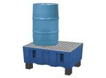 PE-Auffangwanne für 60-Liter-Fässer, Auffangvolumen 60 l, mit vier Füßen, mit verzinktem Gitterrost kaiserkraft