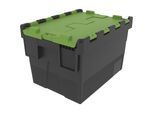 Mehrweg-Stapelbehälter, LxBxH 400 x 300 x 264 mm, schwarz/grün kaiserkraft