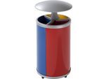 VAR Wertstoffsammler, rund, Volumen 3 x 30 l, HxØ 950 x 420 mm, mit Dach, gelb, blau, rot