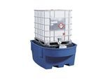 asecos PE-Auffangwanne für Tankcontainer IBC/KTC, mit Lagerbock / Abfüllvorsatz, Auffangvolumen 1100 l