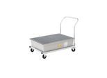 CEMO Fahrbare GFK-Auffangwanne, mit Stahl-Gitterrost, LxBxH 1520 x 860 x 1080 mm