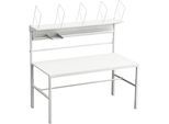 Treston Packtisch komplett, manuell höhenverstellbar, mit Karton-Magazinboard, Dokumentenablage, Lochplatte und Rollenhaltern, HxBxT 1080 - 1550 x 1800 x 900 mm