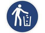 Gebotskennzeichen, Abfallbehälter benutzen, VE 10 Stk, Folie, Ø 200 mm kaiserkraft