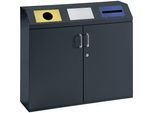 eurokraft pro Wertstoffsammelschrank, Volumen 3 x 80 l, antik-silber