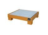 eurokraft pro Stahl-Auffangwanne, LxBxH 800 x 900 x 220 mm, lackiert orange RAL 2000, mit Gitterrost