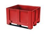 Palettenbehälter, aus HDPE, LxBxH 1200 x 1000 x 790 mm, 3 Kufen, geschlossen, rot kaiserkraft